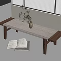 New Chinese Style Bed End Stool Combination Bench Sofa Stool Shoe Changing Stool 3d model