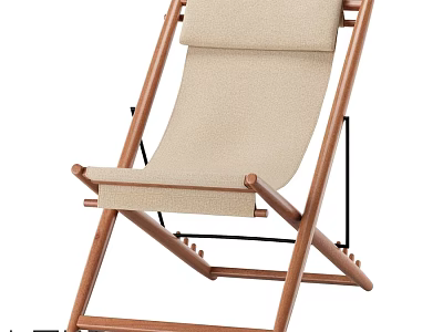 Wooden Frame Leisure Chair With Canvas Seat Adjustable Backrest And Foldable Design 3d model