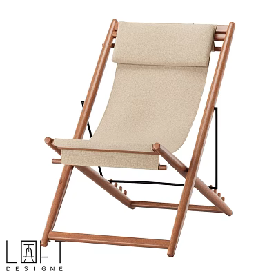 Wooden Frame Leisure Chair With Canvas Seat Adjustable Backrest And Foldable Design 3d model