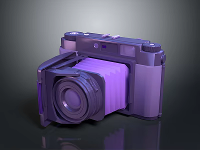 3D Model Vintage Style Purple Gray Computer Webcam With Foldable Lens Design 3d model