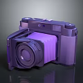 3D Model Vintage Style Purple Gray Computer Webcam With Foldable Lens Design 3d model