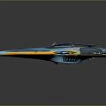 Futuristic Blue And Orange Spacecraft With Streamlined Design And Detailed Cockpit