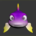 Vibrant Purple Fish With Yellow Fins Silver Eyes And Glossy 3D Rendered Body