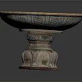 Ceramic Pedestal Bowl With Traditional Blue And Colorful Floral Patterns For Home Use