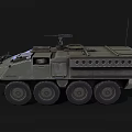 Modern Military Tank With Wheeled Design Green Armor And Turret Machine Gun