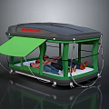 Modern Outdoor Camping Tent With Green Awning Transparent Sides And Comfortable Interior