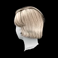 White Head Model With Blonde Short Hair And Natural Facial Features On Black Background