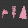 Christmas Decoration Collection Featuring Candy Cane Ornament Decorated Tree And Full Pine