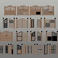 Various Wooden Fence And Gate Designs With Different Patterns And Styles 3d model