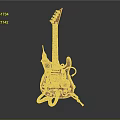 Steampunk Style Electric Guitar With Intricate Mechanical Parts And Vintage Brass Design