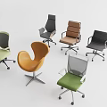 Modern Office Chairs In Various Styles And Multiple Colors For Workspace 3d model