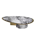 Modern Elegant Coffee Table With Marble Surface And Gold Metal Frame Design 3d model