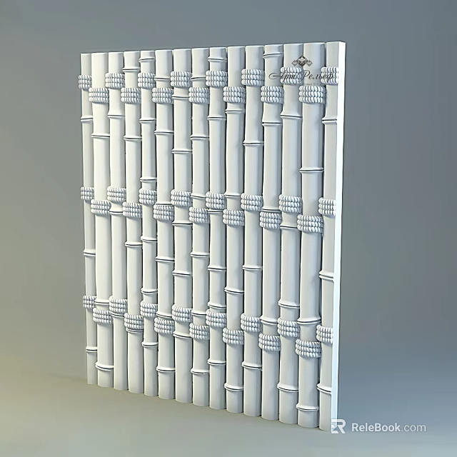 Intricate White Bamboo Like Sculpture Carving With Woven Texture Panel Design Artwork 3d model 