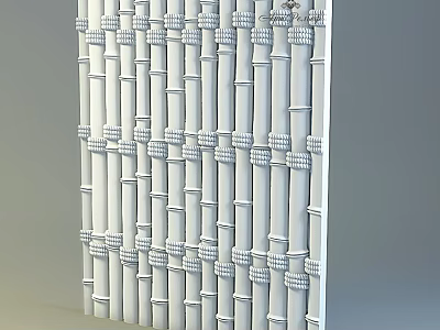 Intricate White Bamboo Like Sculpture Carving With Woven Texture Panel Design Artwork 3d model