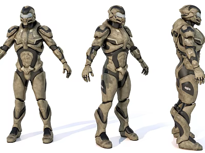 Futuristic Game And Movie Character With Detailed Mech Armor Design From Multiple Angles 3d model