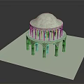 Ornate White Dome Structure With Intricate Columns And Square Platform Base 3d model