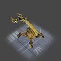 Yellow Multi Legged Robotic Machine With Mechanical Arm And Glowing Lights