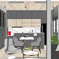 Modern Multi Story Detached House With Greenery Balcony And Vintage Car At Entrance