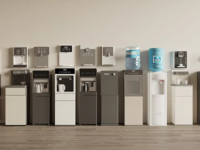 Various Water Dispensers As Daily Use Electrical Appliances With Different Designs And Colors 3d model
