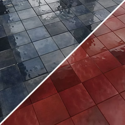 Two Tone Dark Red Diagonal Split Pattern Floor Tiles For Modern Interior Design 3d model