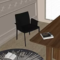 Modern Black Leather Dining Chair With Wooden Table And Books In Home Interior
