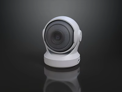 White Dome Projection Surveillance Camera With HD Lens And Security Monitoring 3d model