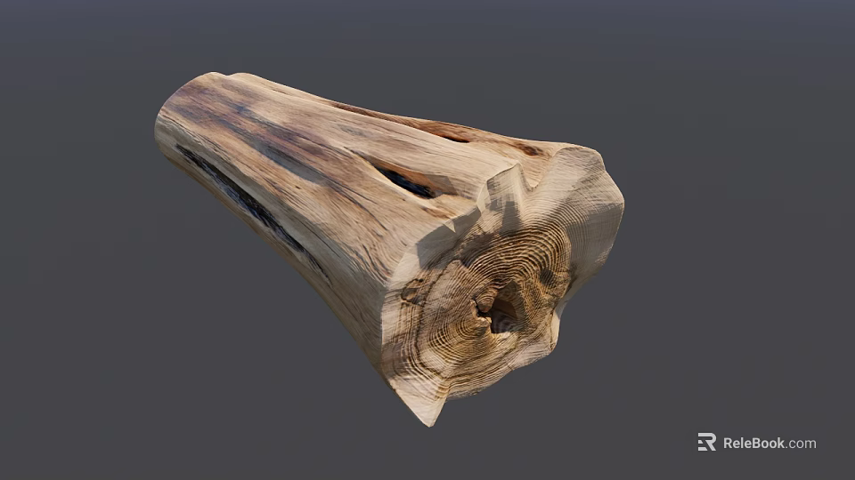 Handcrafted Wooden Stump Sculpture With Natural Wood Texture And Intricate Carved Holes 3d model 