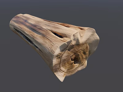Handcrafted Wooden Stump Sculpture With Natural Wood Texture And Intricate Carved Holes 3d model