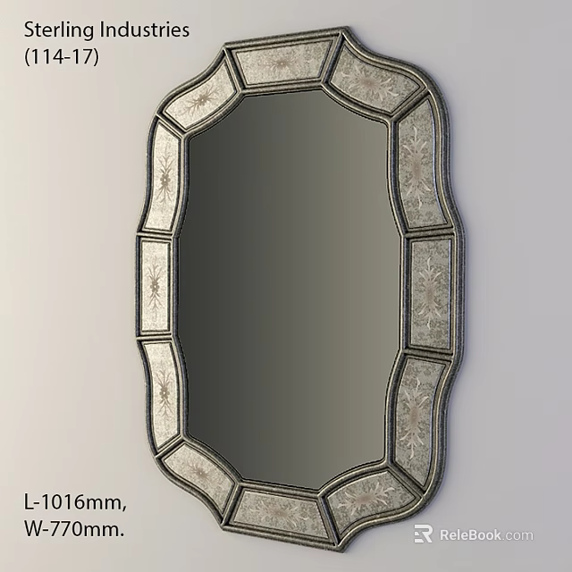 Ornate Decorative Mirror With Intricate Patterned Frame And Oval Shape 3d model