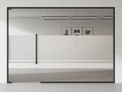 Modern Interior Swing Door Design With Glass Panels And Sleek Black Frame 3d model