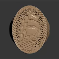 Ornate Engraved Golden Oval Shaped Ring With Intricate Patterns And Decorative Borders