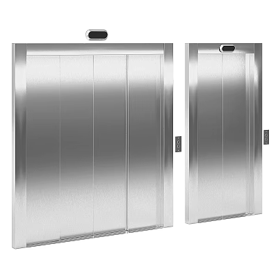 Silver Stainless Steel Elevator Door Decorative Ornament Set With Double And Single Door Design 3d model