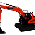Orange Doosan Crawler Excavator With Large Bucket And Construction Cab 3d model