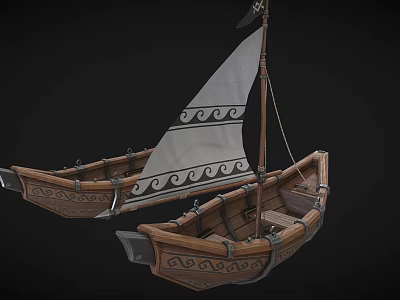 Traditional Handcrafted Wooden Sailing Boat With Carved Hull And Sail Design 3d model