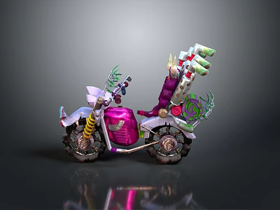 Decorative Motorcycle With Pink Body White Accents Green Vines And Flowers 3d model