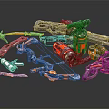 Mechanical Futuristic Weapons Collection With Orange Black Details And Intricate Tech Designs