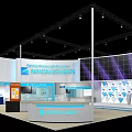 Nihon Kohden Exhibition Booth With Modern Design Display Screens And Geometric Backdrop Wall