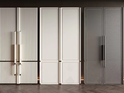 Modern Contemporary Double Doors with Sleek Panels Metal Handles and Neutral Tones 3d model