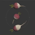 Fresh Red And White Radishes With Green Leaves On Black Reflective Surface