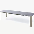 Modern Long Rectangular Dining Table With Sleek Metal Legs And Dark Tabletop 3d model