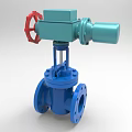 Various Colored Industrial Valves With Red Handwheels And Flanged Connections