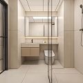 Cream Style Single Apartment 3d model