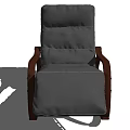 Modern Gray Lounge Chair With Wooden Frame Rocking Design And Ottoman