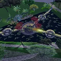 Waterfront Landscape Design With Lakeside Walkways Greenery And Circular Rest Areas