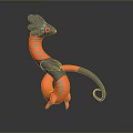 3D Dragon Model With Gray Body Red Yellow Blue Accents Curved Tail And Circular Base