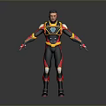 Colorful Sci Fi Character Creature Featuring Black Red Yellow Armor And Blue Chest Symbol