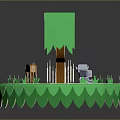 Cartoon Forest Scene Featuring Green Trees A Deer And Grass In Paper Art