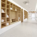 Bright Modern Elevator Hallway Interior With Wooden Shelves White Decor And Bench