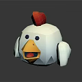 Low Poly Style Chicken Character With Red Comb And Yellow Beak 3d model