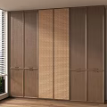 Modern Wooden Wardrobe Interior Design With Built In Lattice Panel And Window Blinds